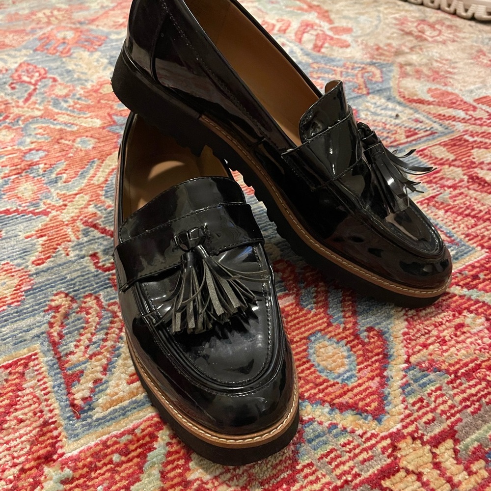 Franco Sarto Black Patent Loafers